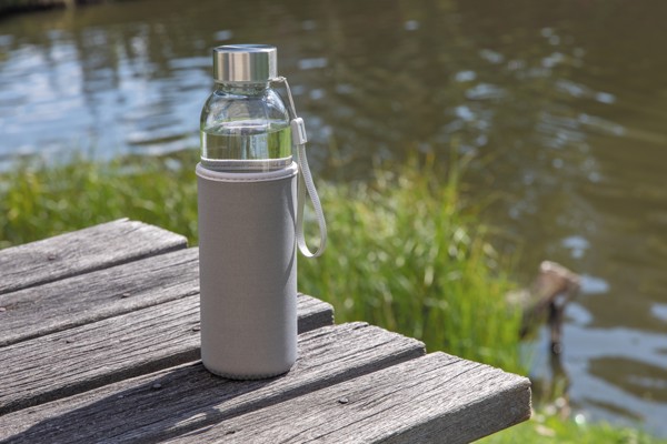 Glass bottle with neoprene sleeve - Grey