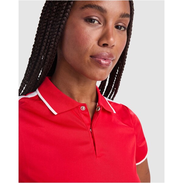 Tamil short sleeve women's sports polo - White / Black / roly-S