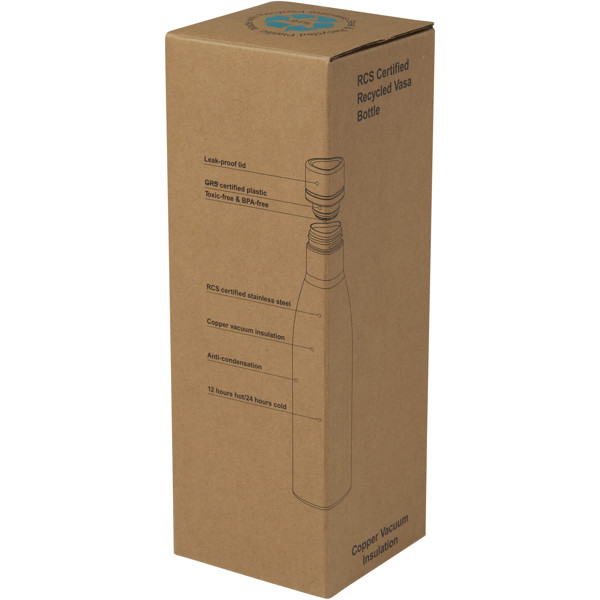 Vasa 500 ml RCS certified recycled stainless steel copper vacuum insulated bottle - Red