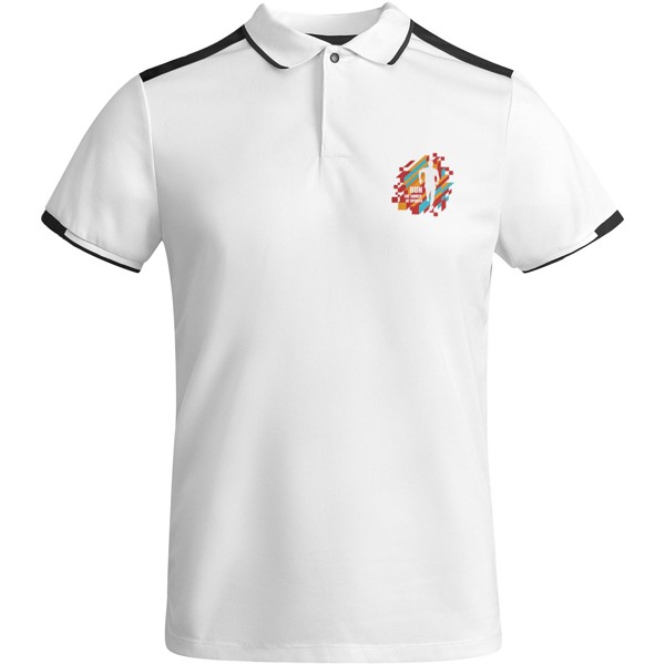 Tamil short sleeve men's sports polo - White / Black / roly-S