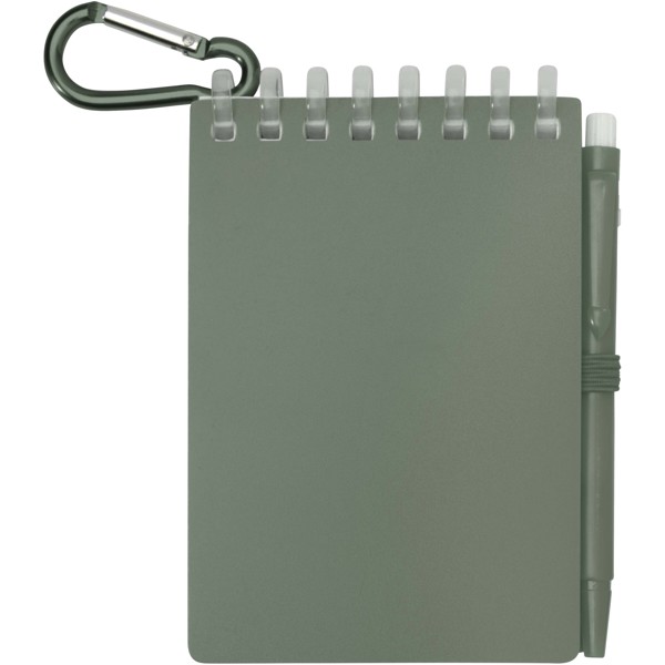 Lig Mini recycled outdoor soft cover notebook and ballpoint pen set (black ink) - Heather Green