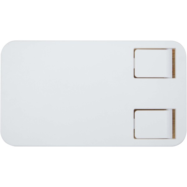 Alfirk recycled plastic foldeable desk phone stand with bamboo details - White
