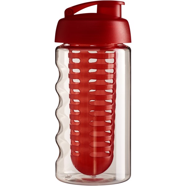 Sportovní láhev s infuzérem avyklápěcím víčkem H2O Bop® 500 ml - Průhledná / Červená s efektem námrazy