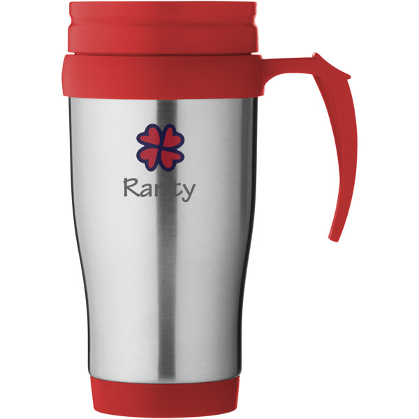 Taza isotérmica de 400 ml "Sanibel" - Plateado / Rojo