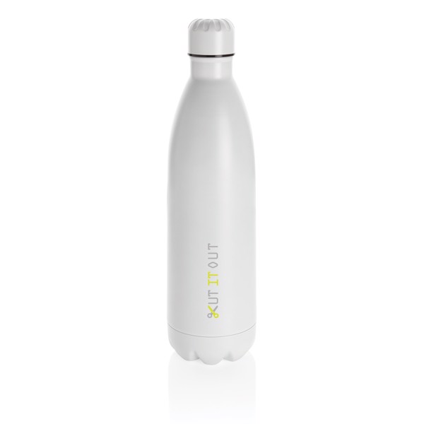 Solid colour vacuum stainless steel bottle 1L - White