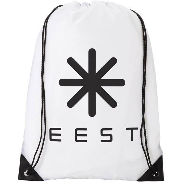 Condor polyester and non-woven drawstring backpack - White
