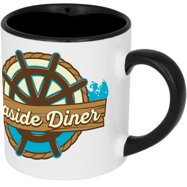 Mini taza para sublimación con asas e interior de color "Pixi" - Negro intenso