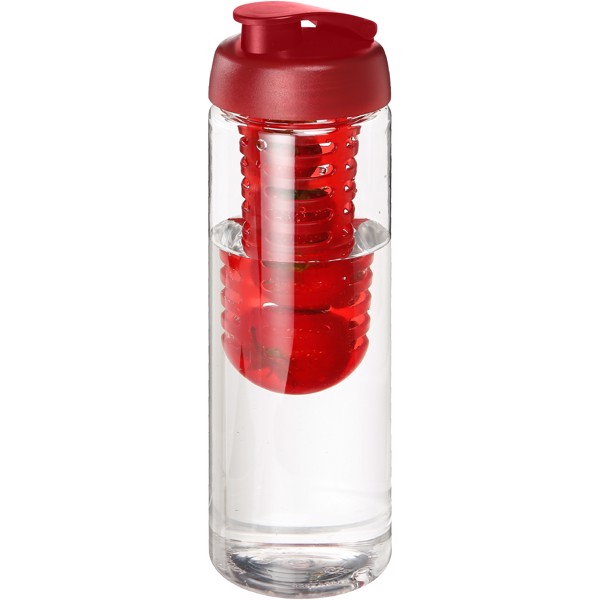 H2O Vibe 850 ml lahev s vyklápěcím víčkem a infuzérem - Průhledná / Červená s efektem námrazy