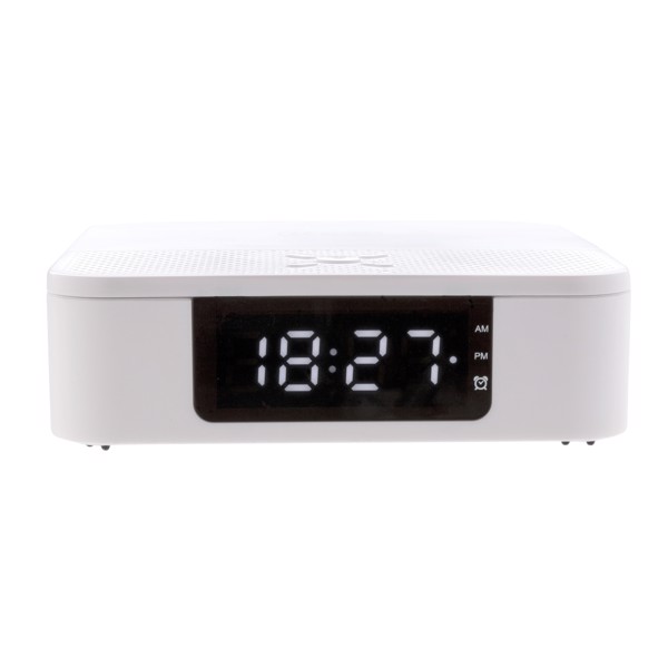 Wireless charging speaker with time display - White
