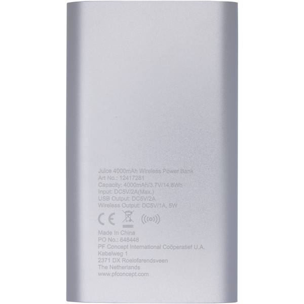 4000mAh bezdrátová powerbanka Juice - Stříbrný
