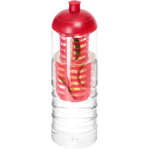 H2O Treble 750 ml lahev s infuzérem a kupolovitým víčkem - Průhledná / Červená s efektem námrazy