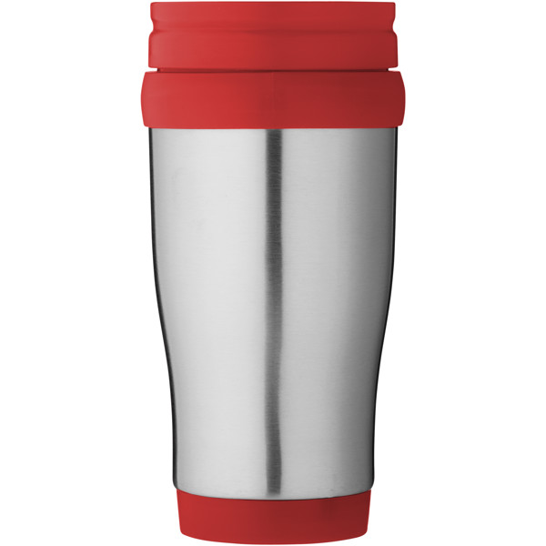 Taza isotérmica de 400 ml "Sanibel" - Plateado / Rojo