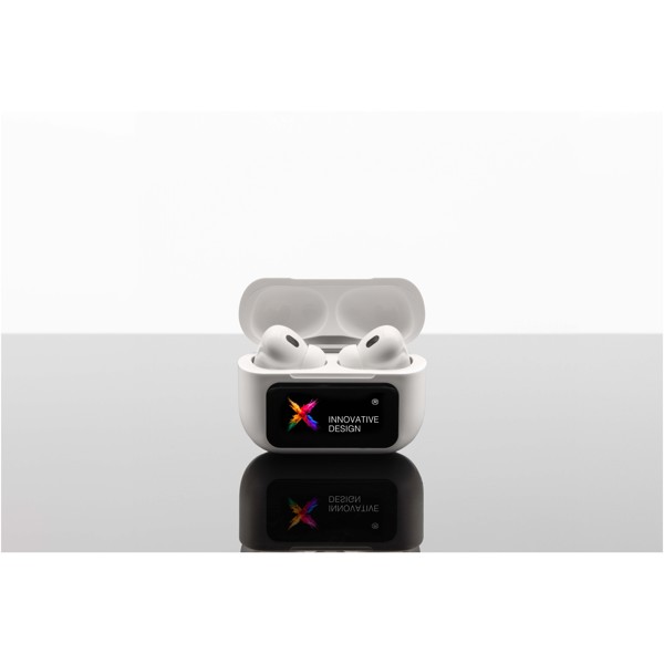 SCX.design E26 ANC earbuds with interactive touchscreen charging case - White