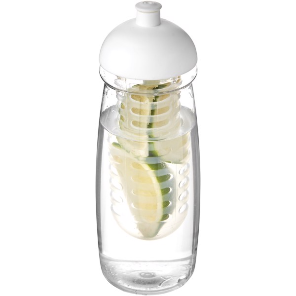 H2O Active® Pulse Bidón deportivo e infusor con Tapa Dome de 600 ml - Transparente / Blanco