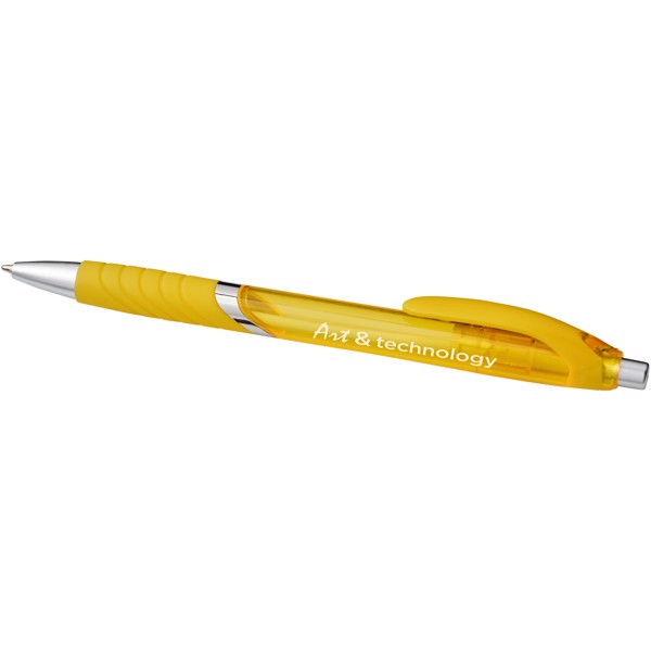 Turbo translucent ballpoint pen with rubber grip - Yellow