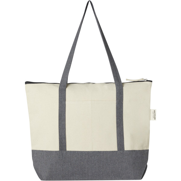 Repose 320 g/m² recycled cotton zippered tote bag 10L