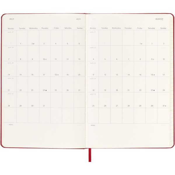 Moleskine hard cover 12 month weekly L planner - Scarlet Red