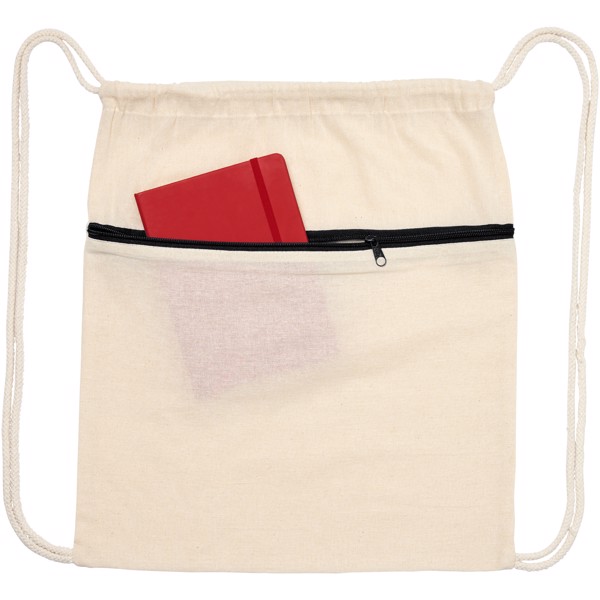 Oregon zippered drawstring backpack - Natural / Solid black