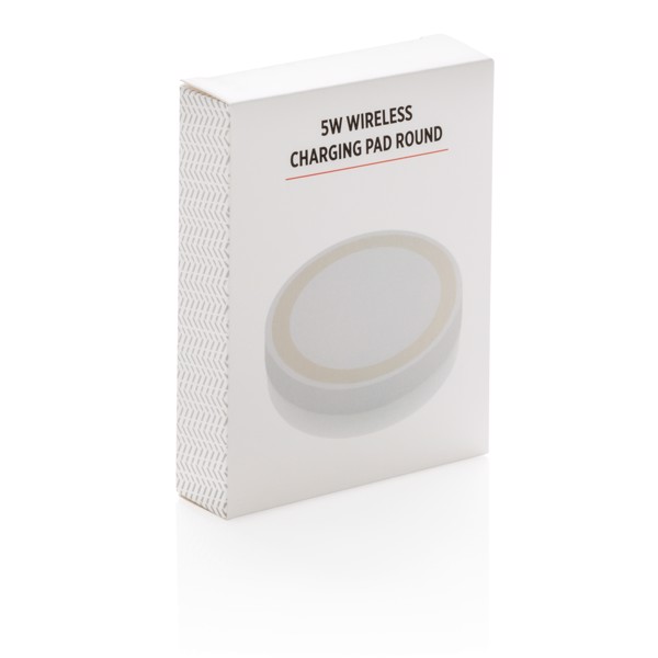 5W wireless charging pad round - White