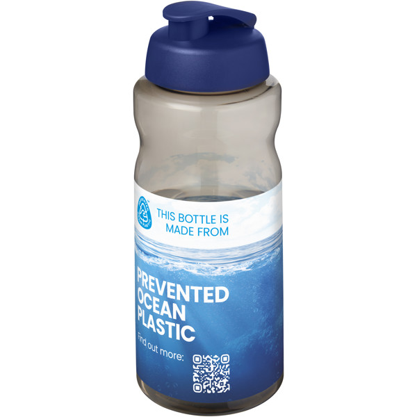 H2O Active® Eco Big Base 1 litre flip lid sport bottle - Charcoal / Blue