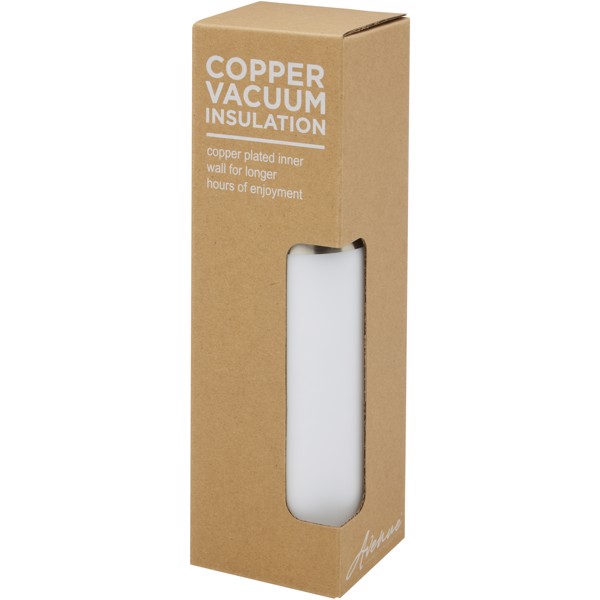 Hulan 540 ml copper vacuum insulated stainless steel bottle with bamboo lid - White
