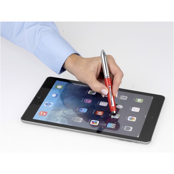 Bolígrafo stylus con luz LED "Xenon" - Rojo / Plateado