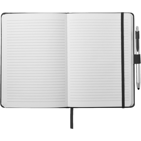 Crown A5 notebook with stylus ballpoint pen - Solid black