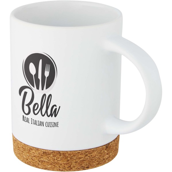 Taza de cerámica de 425 ml con base de corcho "Neiva" - Blanco