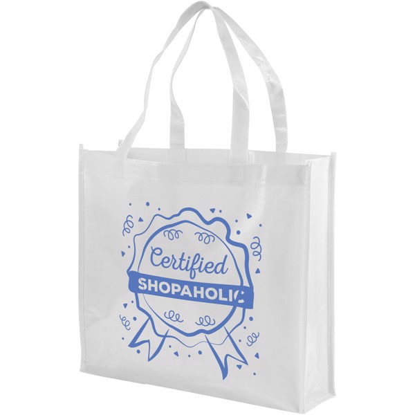 Bolsa Tote de compras no tejida laminada "Shiny" - Blanco