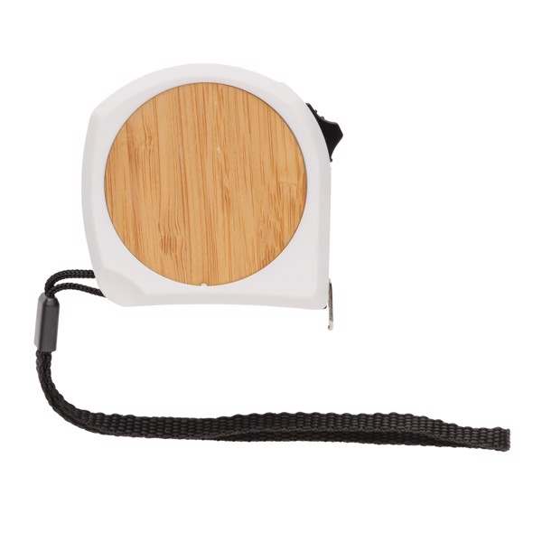 Bambusový svinovací metr - 5m/19mm - Bílá / Černá