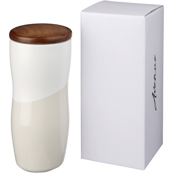 Vaso de cerámica de 370 ml de doble pared "Reno" - Blanco