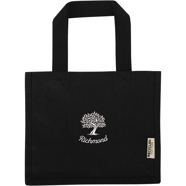 Odessa 220 g/m² GRS recycled cotton mini gusset tote bag 9L - Black