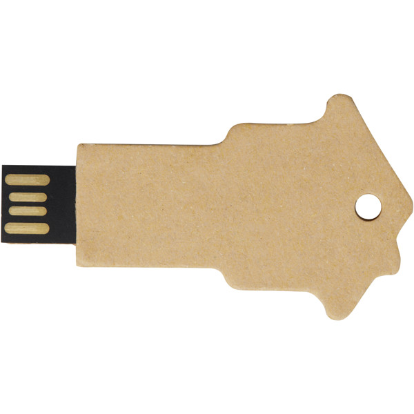 House-shaped recycled paper USB 2.0 - Kraft Brown / 1GB