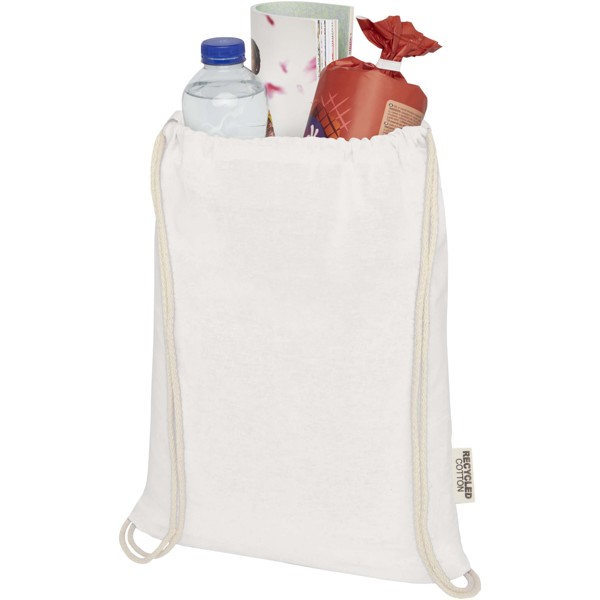 Oregon 140 g/m² GRS recycled cotton drawstring bag - White