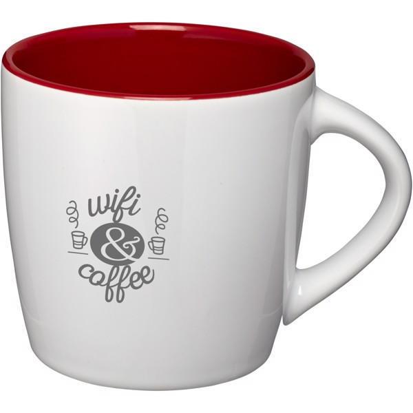 Taza de cerámica de 340 ml "Aztec" - Blanco / Rojo
