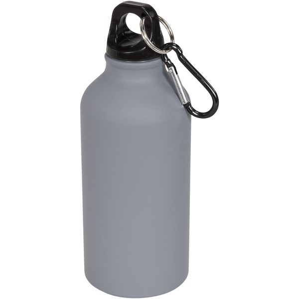 Bidón de 400 ml con mosquetón y acabado mate "Oregon" - Gris