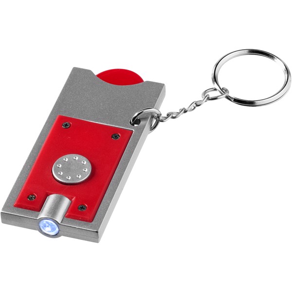 Klíčenkový držák na žeton Allegro s LED svítilnou - Červená s efektem námrazy / Stříbrný