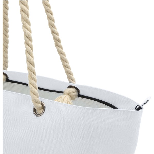 Panama GRS recycled beach cooler tote bag with cord handles 23L - White