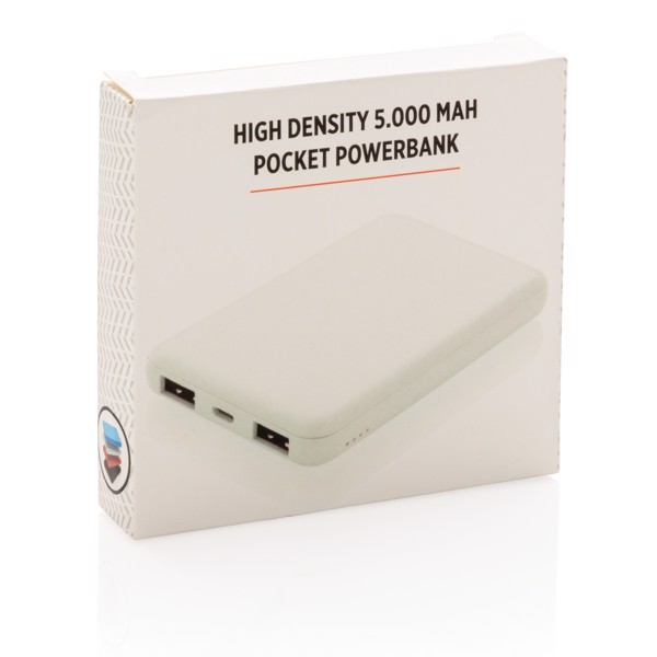 High Density 5.000 mAh Pocket Powerbank - White