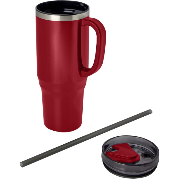 Melbourne 1200 ml RCS certified insulated tumbler with straw - Red