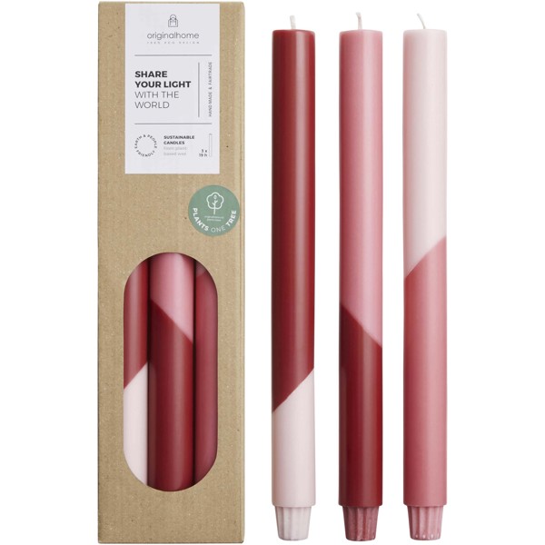 Originalhome Eden diagonal candles - set of 3 - Red