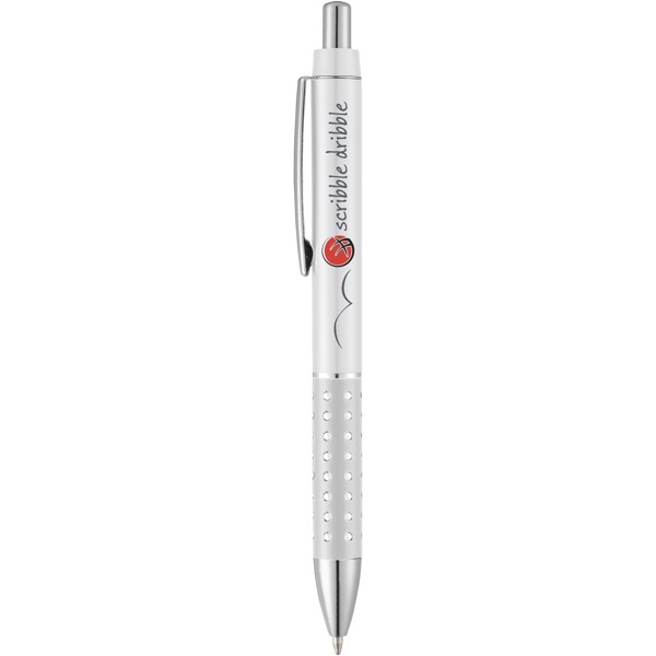 Bling ballpoint pen with aluminium grip - White