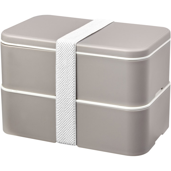 MIYO Renew 700+700 ml double layer lunch box - Pebble Grey / Pebble Grey / White