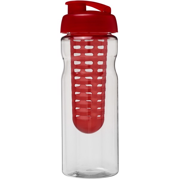 Sportovní láhev s infuzérema vyklápěcím víčkem H2O Base® 650 ml - Průhledná / Červená s efektem námrazy