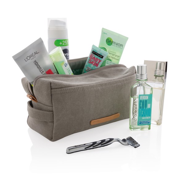 Canvas toiletry bag PVC free - Grey