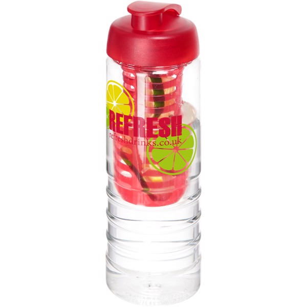 H2O Treble 750 ml lahev s vyklápěcím víčkem a infuzérem - Průhledná / Červená s efektem námrazy