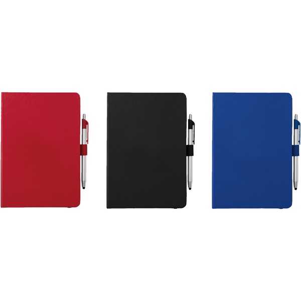 Crown A5 notebook with stylus ballpoint pen - Solid black