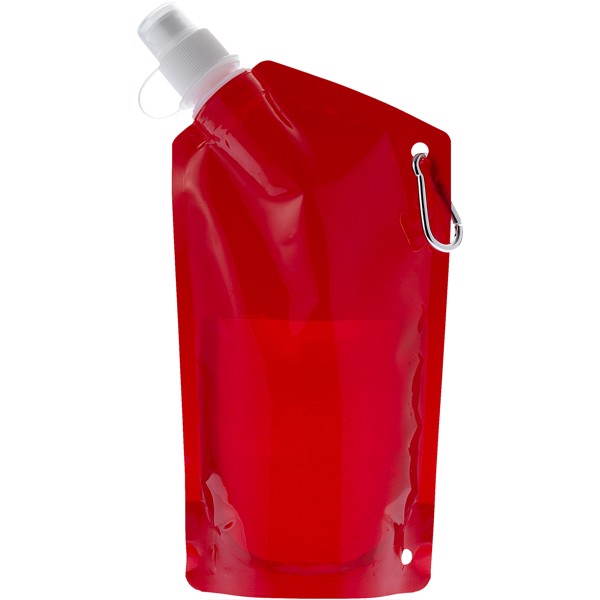 Cabo 600 ml water bag with carabiner - Transparent red