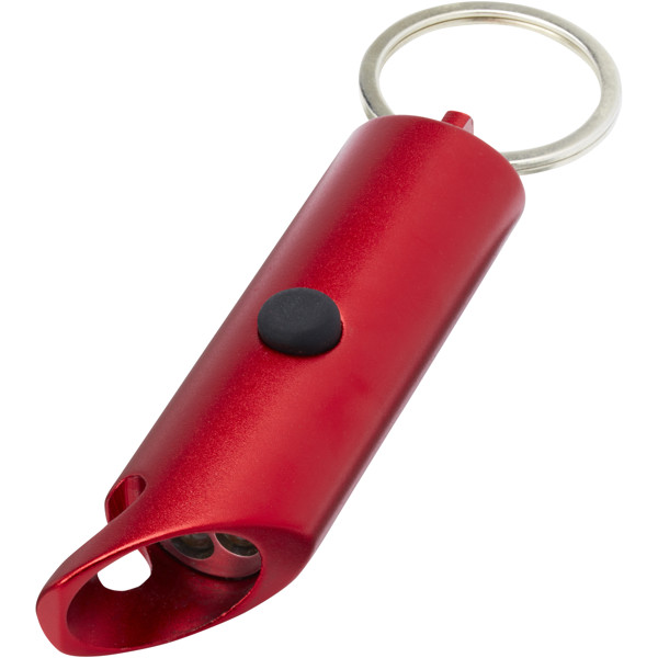 Flare RCS recycled aluminium IPX LED light and bottle opener with keychain - Red