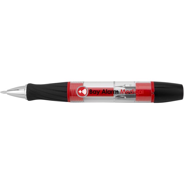 King 7-function screwdriver with LED light pen - Red